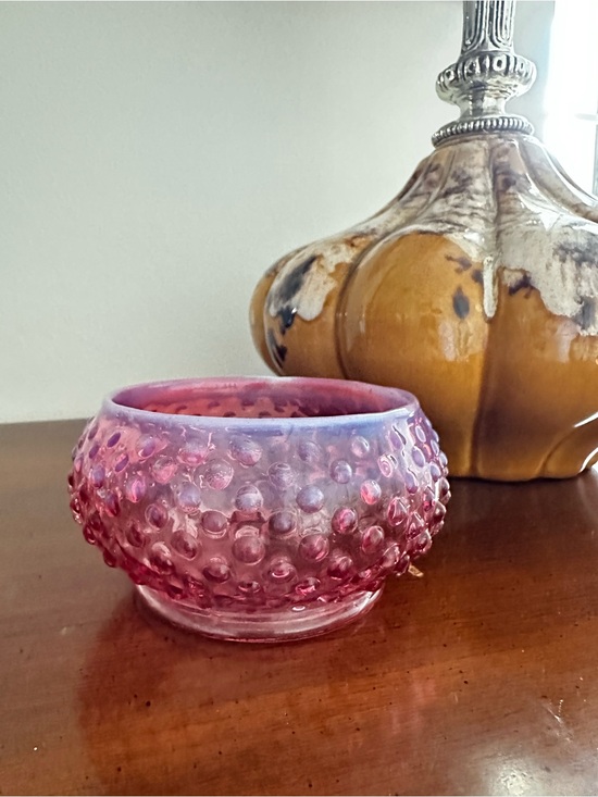 Fenton Jewelry - Vintage Fenton Pink Hobnail Glass Bowl